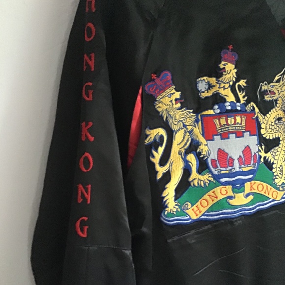 Vintage satin bomber  jacket with embroidery - Picture 2 of 9